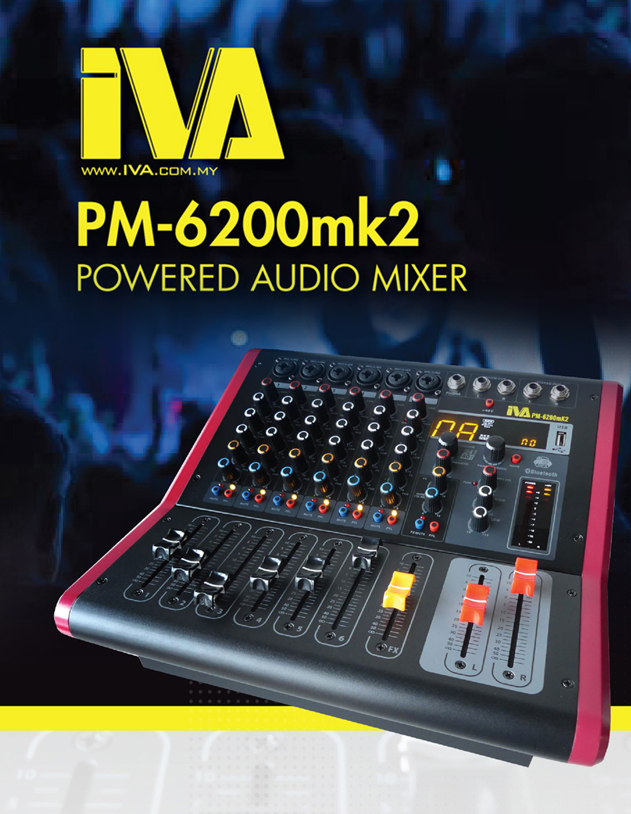 IVA PM-6200MK2 2 X 250W Powered Audio Mixer